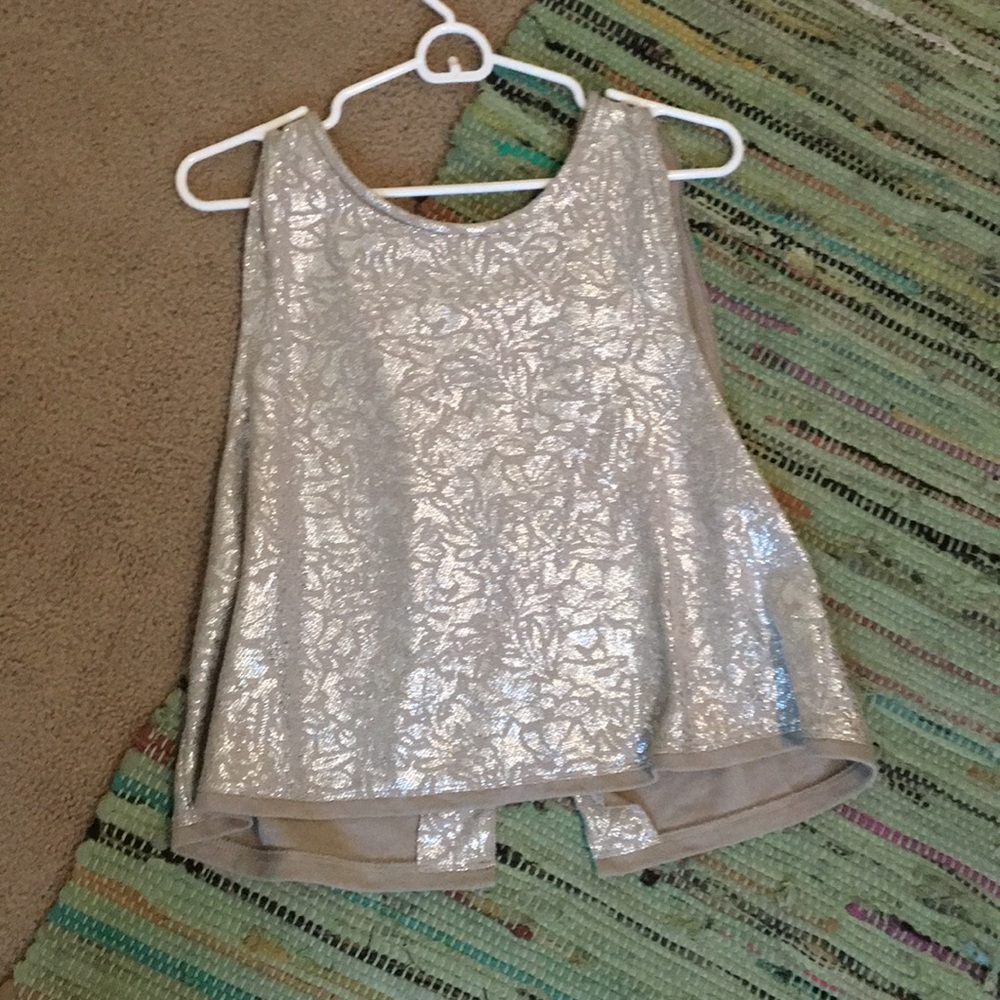 Free people going out tank top, metallic silver